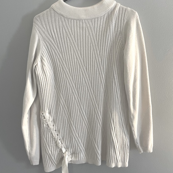 Off white , pre-loved , turtleneck cardigan and multi-directional cale knit top - Picture 1 of 3